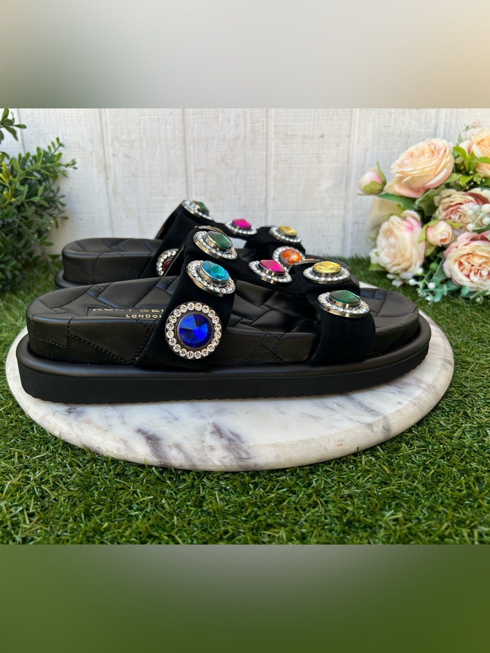KURT GEIGER LONDON ORSON CRYSTAL SANDAL black 
$150  size 41 US 10.5 new /no box - Picture 11 of 16
